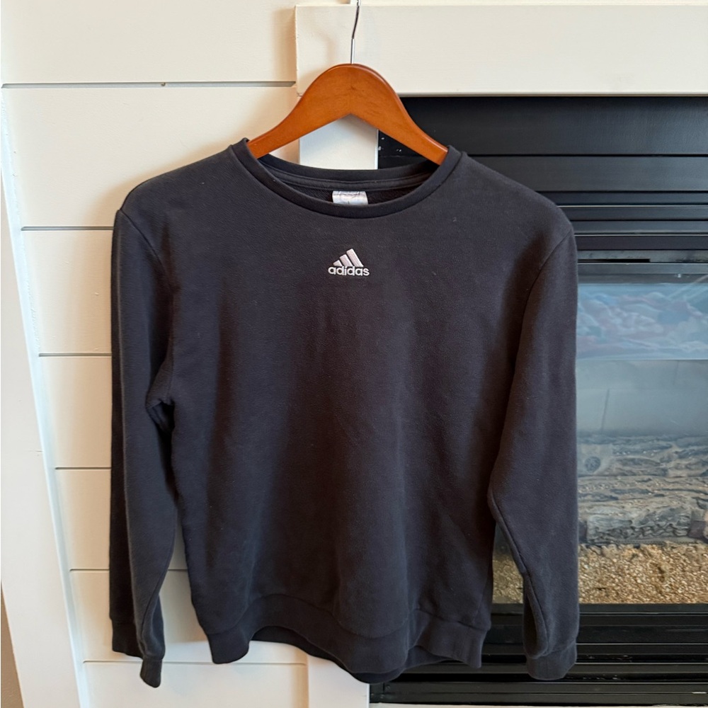 Adidas Men's or women’s  black Charcoal Crewneck Sweater  Large embroidered logo